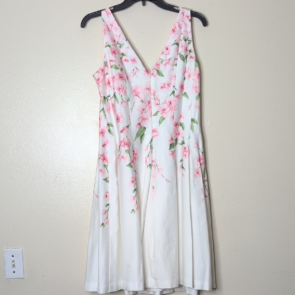 Ralph Lauren Sleeveless Floral Pink/White A-Line Dress, Size 8 - Picture 2 of 8